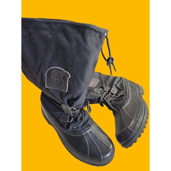 Sorel Vintage Mens Bear Boots Black Heavy-Duty Insulated Winter Snow Boots Rubbe - Picture 2 of 8